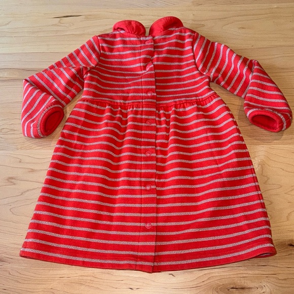 Baby Boden Girls Holiday Dress in Red and Gold Glitter Stripe 12-18 months - Picture 5 of 7